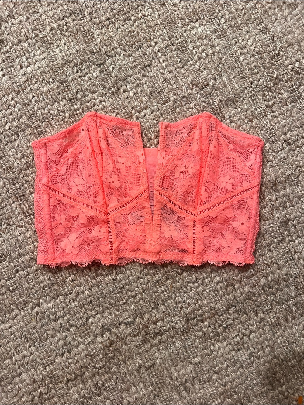 Victoria's Secret Coral Lace Strapless Corset bra